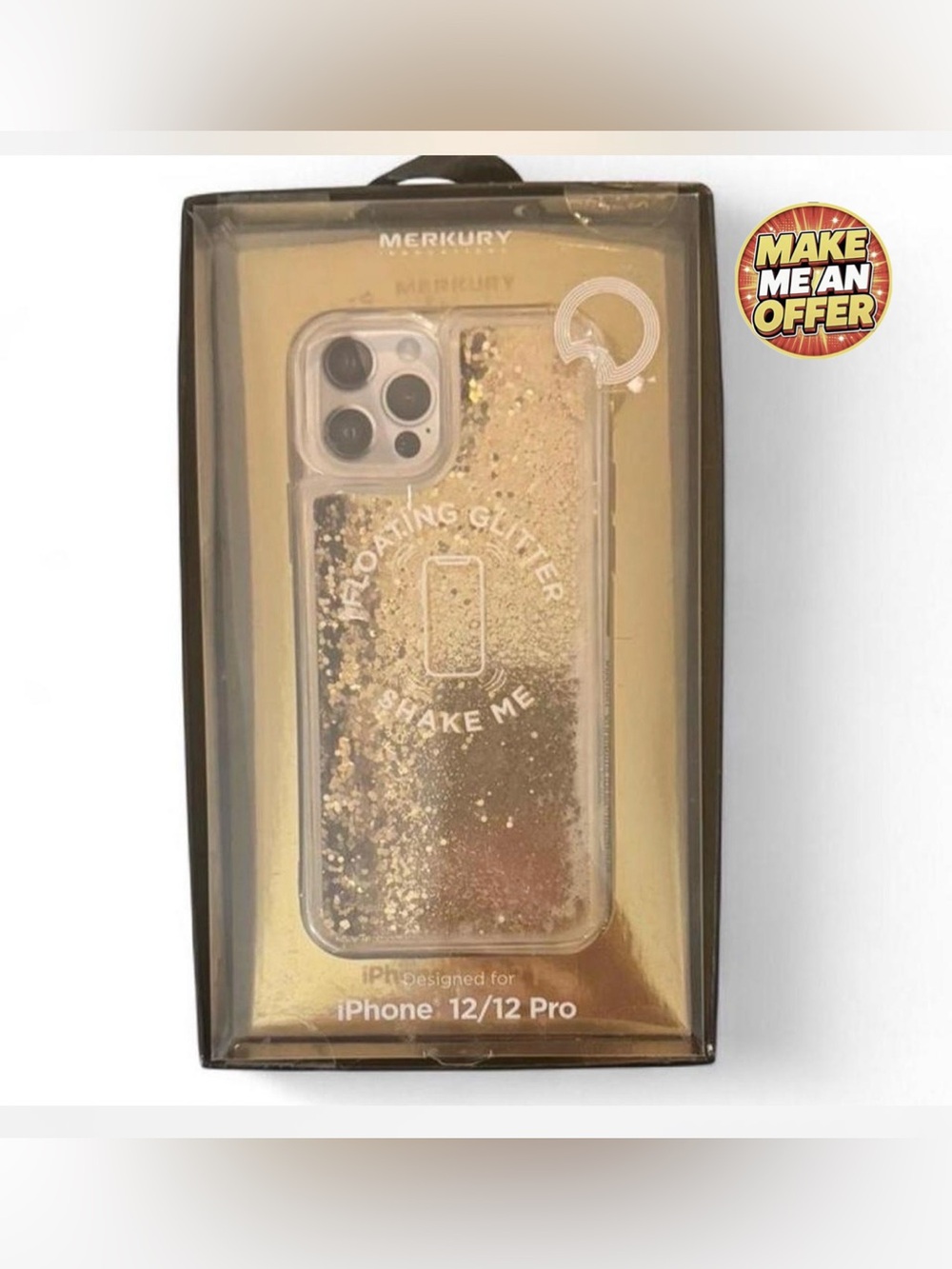 Brand New MERKURY iPhone 12 / 12 PRO Case - Gold Floating Glitter